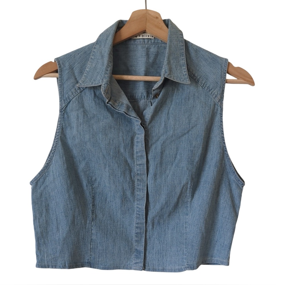 Alice + Olivia Blue Denim Sleeveless Shirt - Size 2